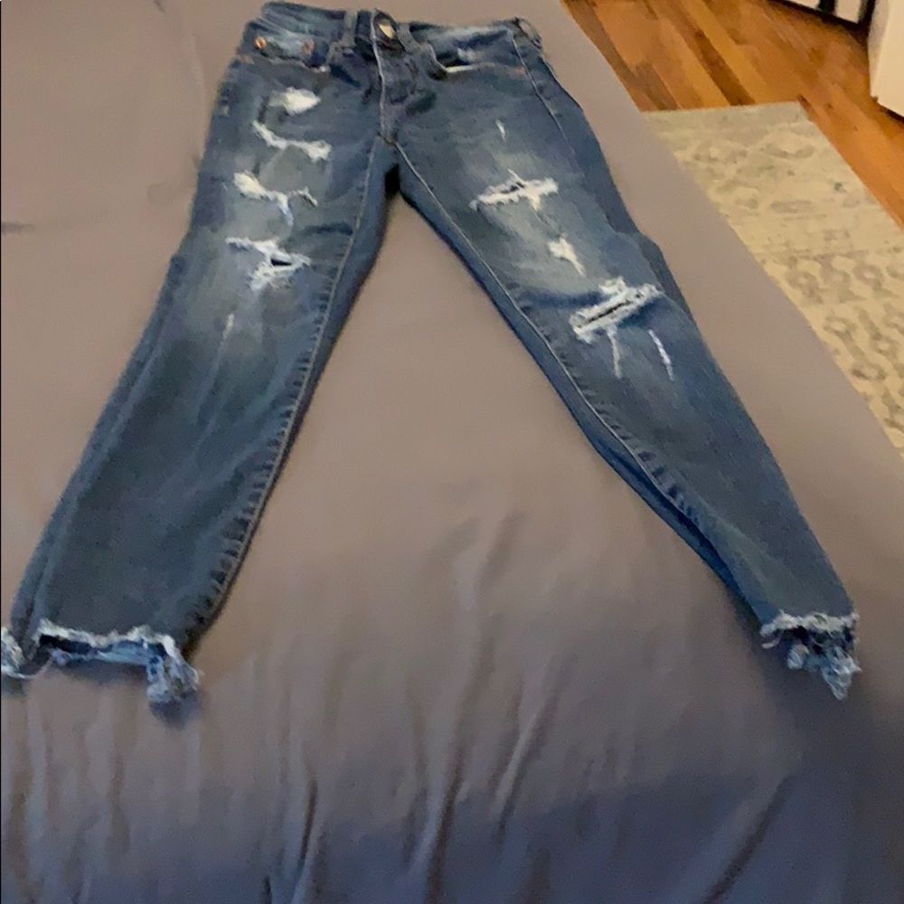 aero high rise dark wash jeans